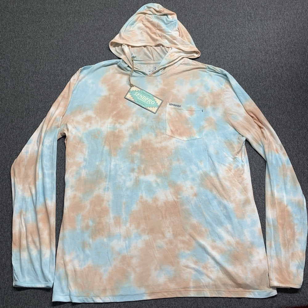 NEW Sendero Yucatan Bamboo Hoodie Tech Shirt Tie Dye Waco Surf 70%BAMBOO Size XL - Picture 2 of 11